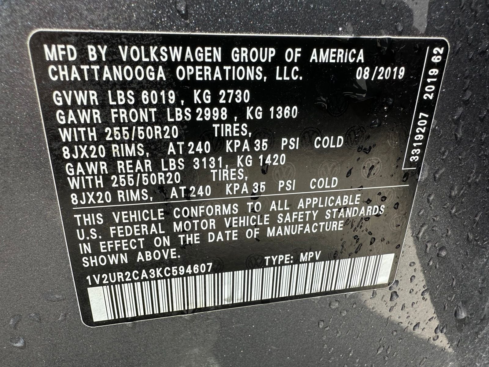 2019 Volkswagen Atlas 3.6L V6 SE w/Technology