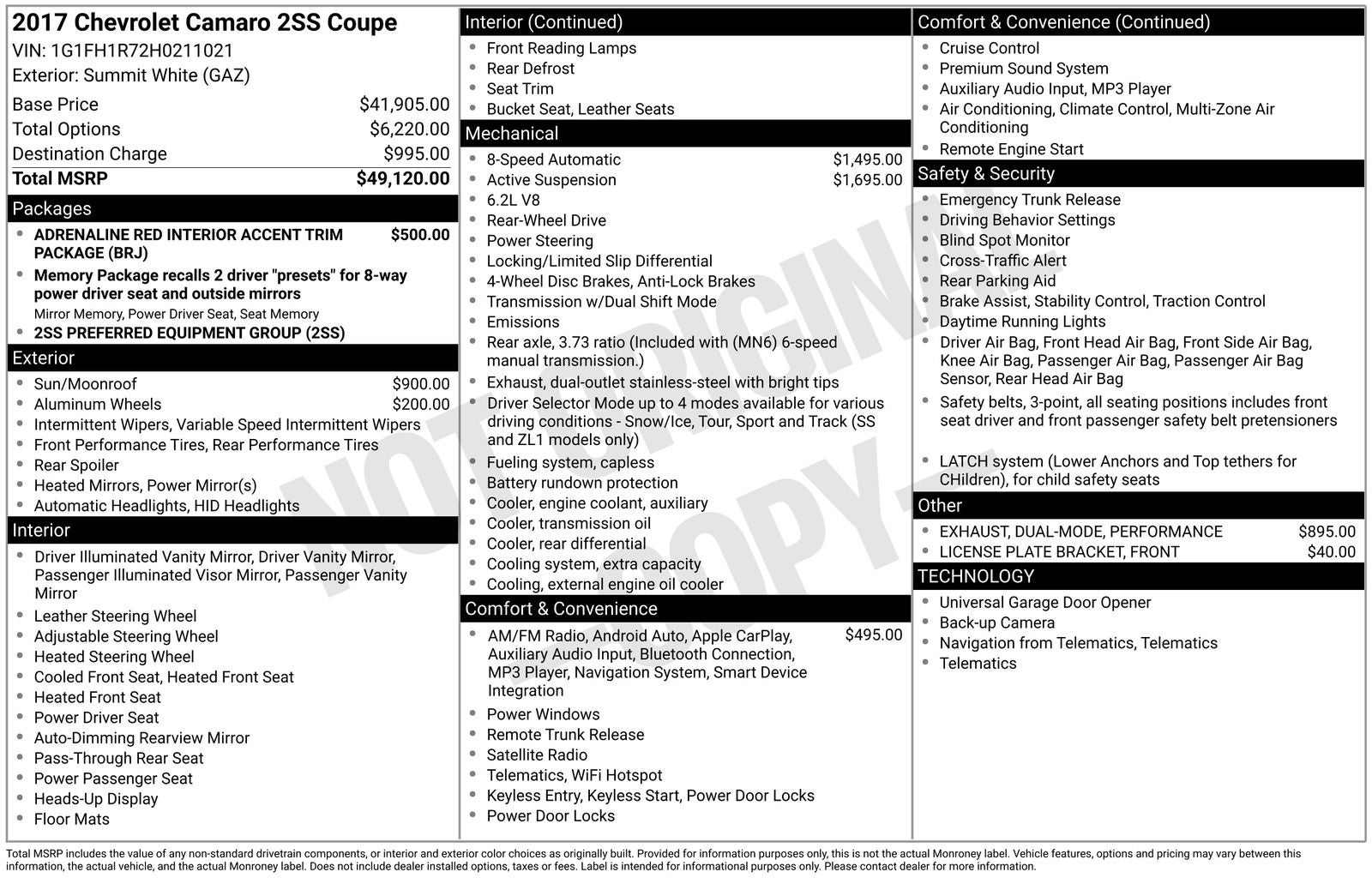 2017 Chevrolet Camaro SS 2SS