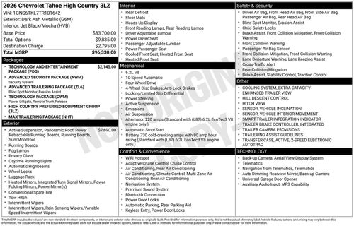 2026 Chevrolet Tahoe High Country