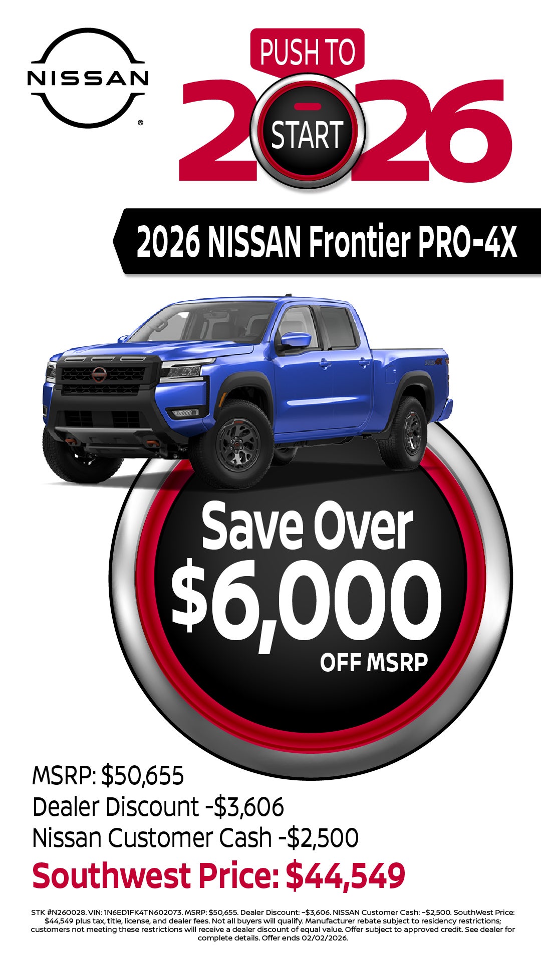 Shop $6,000 Off MSRP on 2026 Nissan Frontier!